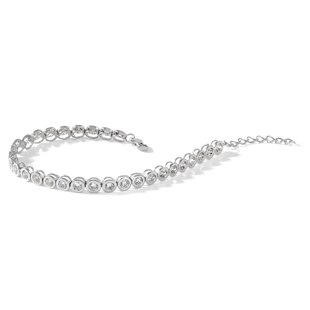 Chisel Stainless Steel Polished Round CZ Link 7 inch Bracelet with 1 inch Extension