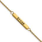 Chisel Stainless Steel Polished Yellow IP-plated with CZ LOVE DREAM LAUGH Enjoy the little things Bracelet with Extension