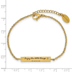 Chisel Stainless Steel Polished Yellow IP-plated with CZ LOVE DREAM LAUGH Enjoy the little things Bracelet with Extension