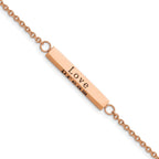 Chisel Stainless Steel Polished Rose IP-plated with CZ LOVE DREAM LAUGH Enjoy the little things Bracelet with Extension