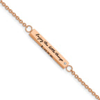 Chisel Stainless Steel Polished Rose IP-plated with CZ LOVE DREAM LAUGH Enjoy the little things Bracelet with Extension