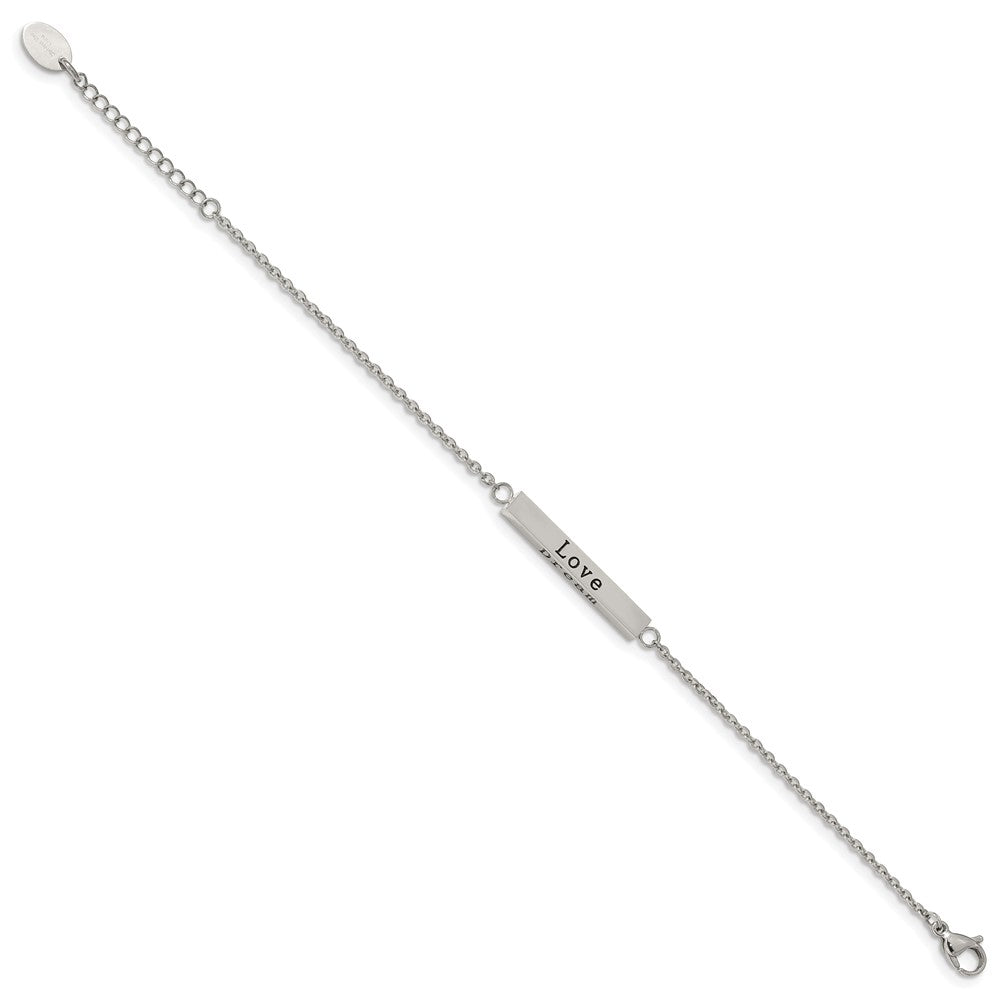 Chisel Stainless Steel Polished with CZ LOVE DREAM LAUGH Enjoy the little things Bracelet with Extension