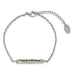 Chisel Stainless Steel Polished with CZ LOVE DREAM LAUGH Enjoy the little things Bracelet with Extension