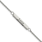 Chisel Stainless Steel Polished with CZ LOVE DREAM LAUGH Enjoy the little things Bracelet with Extension