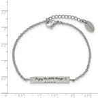 Chisel Stainless Steel Polished with CZ LOVE DREAM LAUGH Enjoy the little things Bracelet with Extension