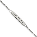 Chisel Stainless Steel Polished with CZ LOVE DREAM LAUGH Enjoy the little things Bracelet with Extension