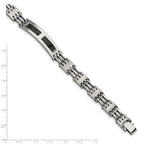 Stainless Steel Polished w/Black Carbon Fiber Inlay 8.5in ID Bracelet