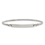 Chisel Stainless Steel Polished Box Chain with Removeable ID Plate 8.5 inch Bracelet