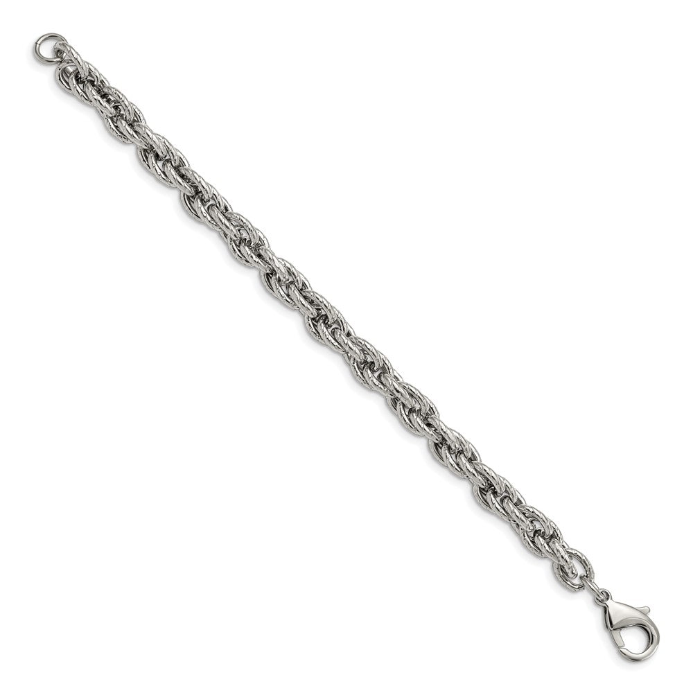 Chisel Stainless Steel Polished and Textured Fancy Rope Bracelet
