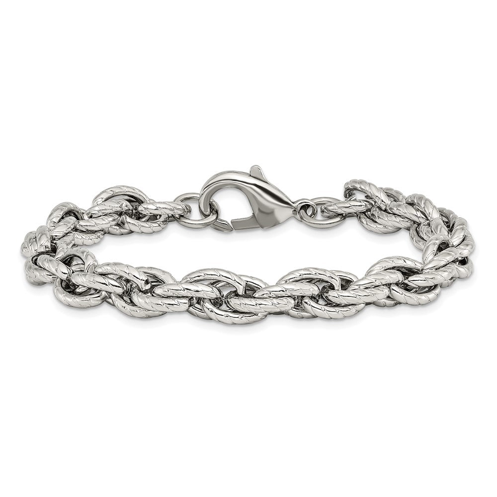 Chisel Stainless Steel Polished and Textured Fancy Rope Bracelet
