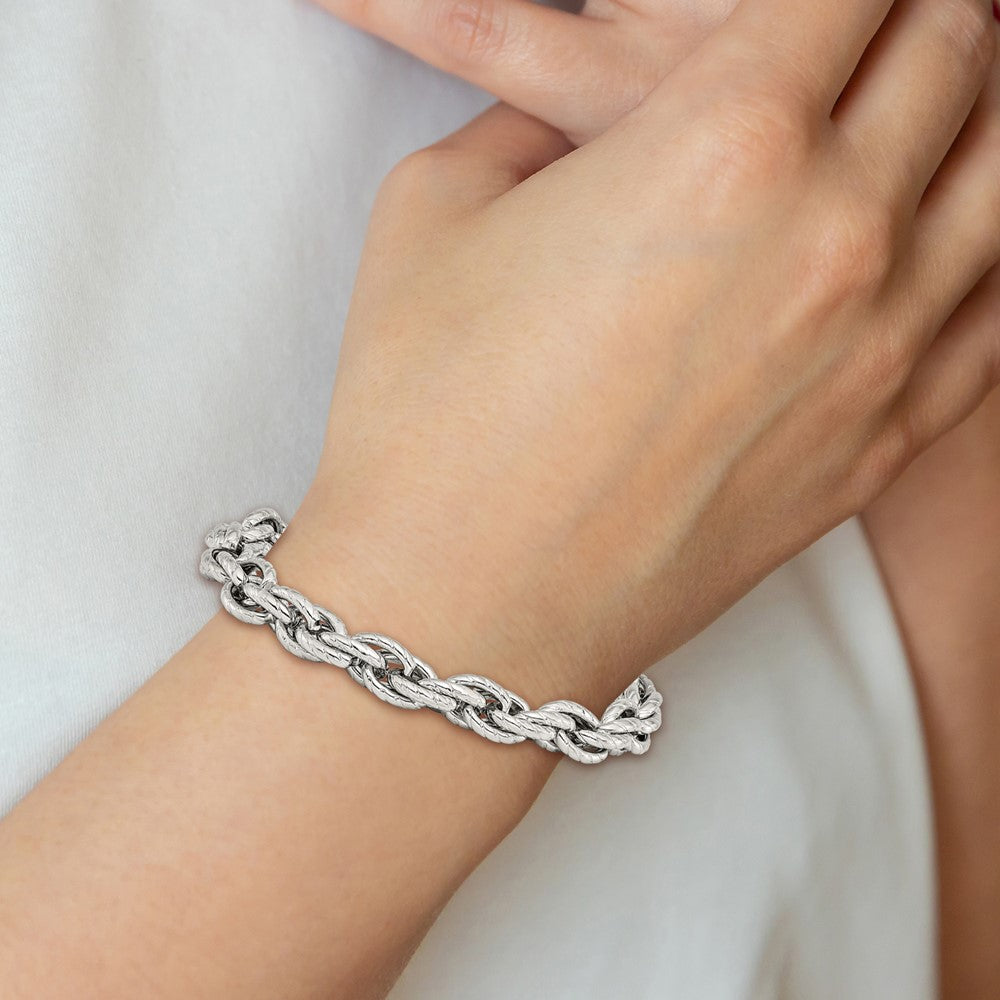 Chisel Stainless Steel Polished and Textured Fancy Rope Bracelet