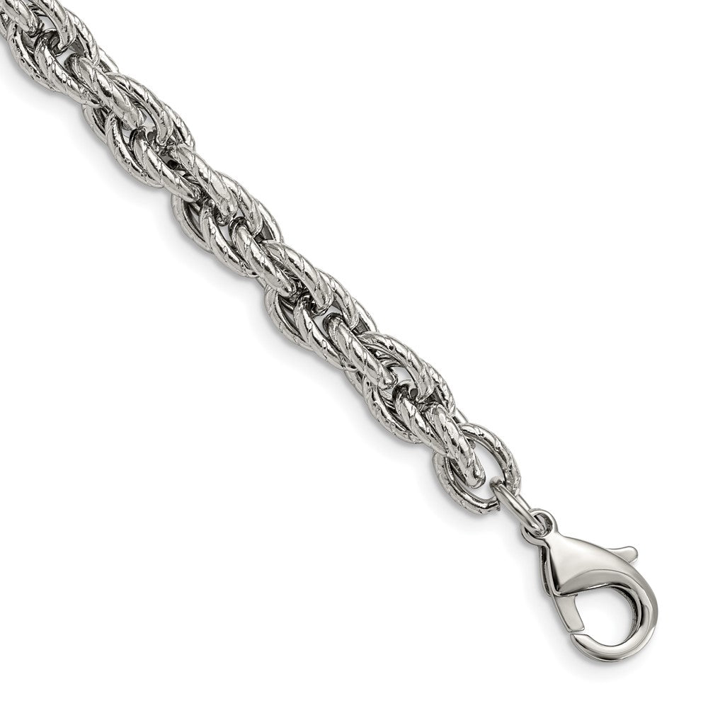 Chisel Stainless Steel Polished and Textured Fancy Rope Bracelet