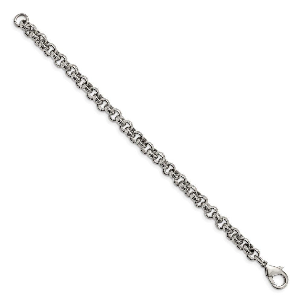 Chisel Stainless Steel Polished and Textured Link Bracelet
