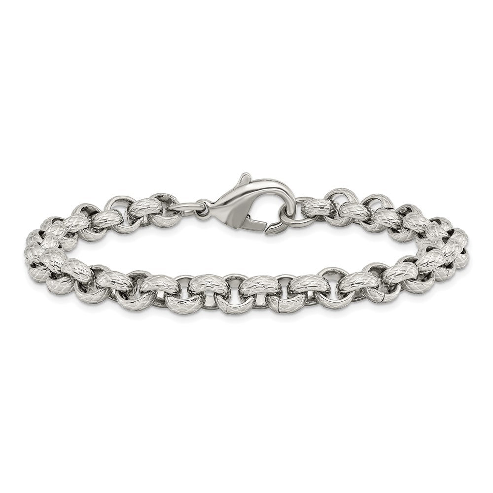 Chisel Stainless Steel Polished and Textured Link Bracelet