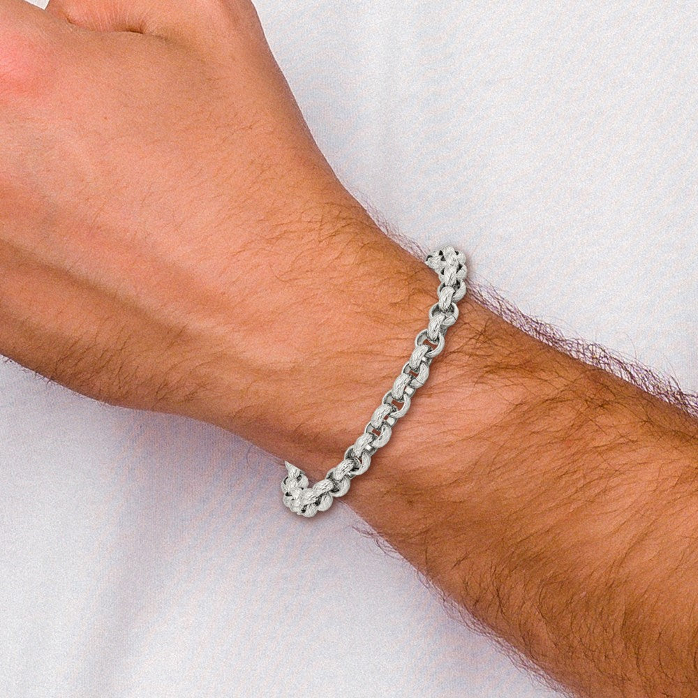 Chisel Stainless Steel Polished and Textured Link Bracelet