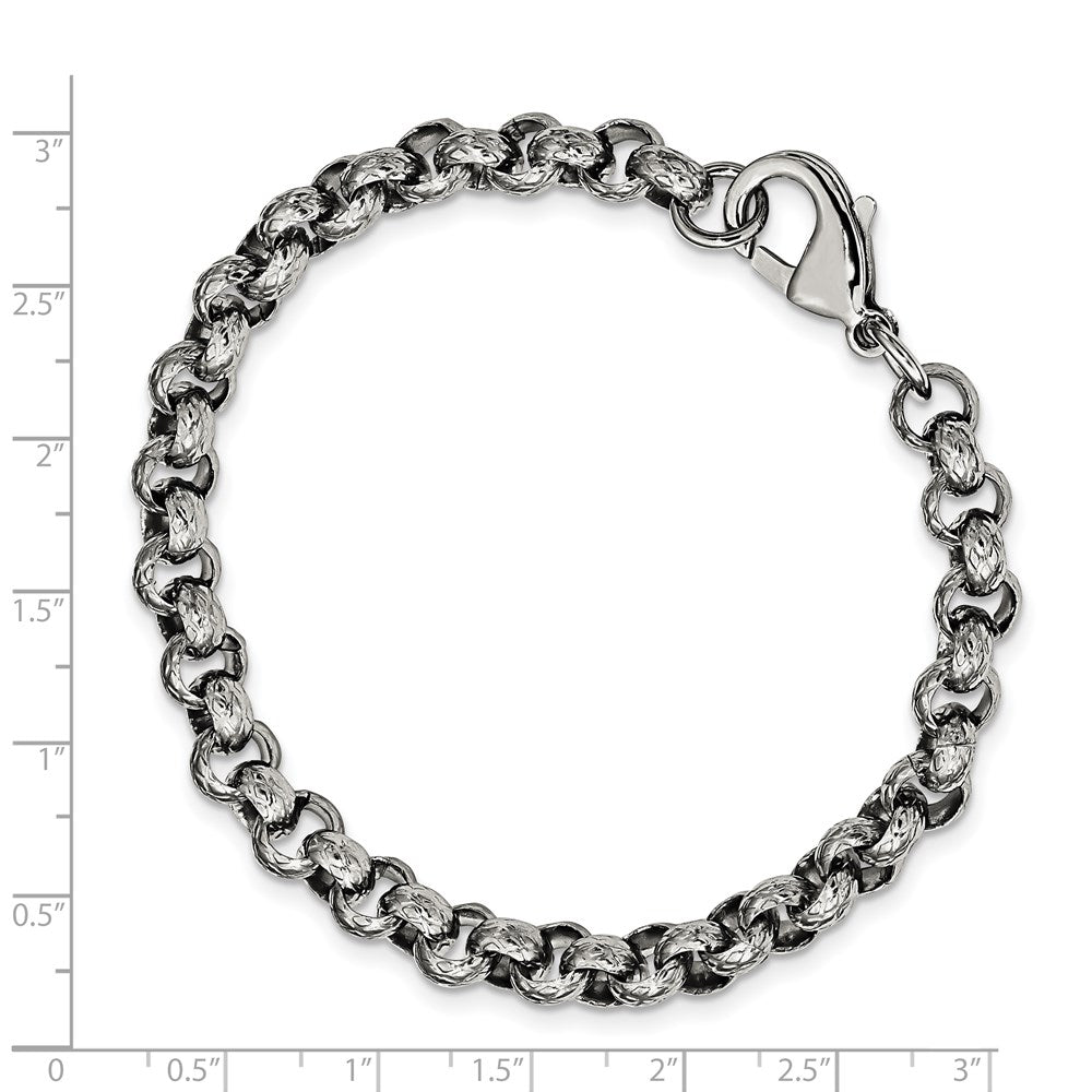 Chisel Stainless Steel Polished and Textured Link Bracelet