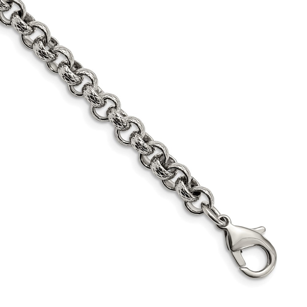 Chisel Stainless Steel Polished and Textured Link Bracelet