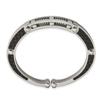 Chisel Stainless Steel Brushed and Polished with Black Carbon Fiber Inlay Hinged Bangle