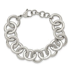 Chisel Stainless Steel Polished 7.5 inch Circle Link Bracelet with 1 inch Extension