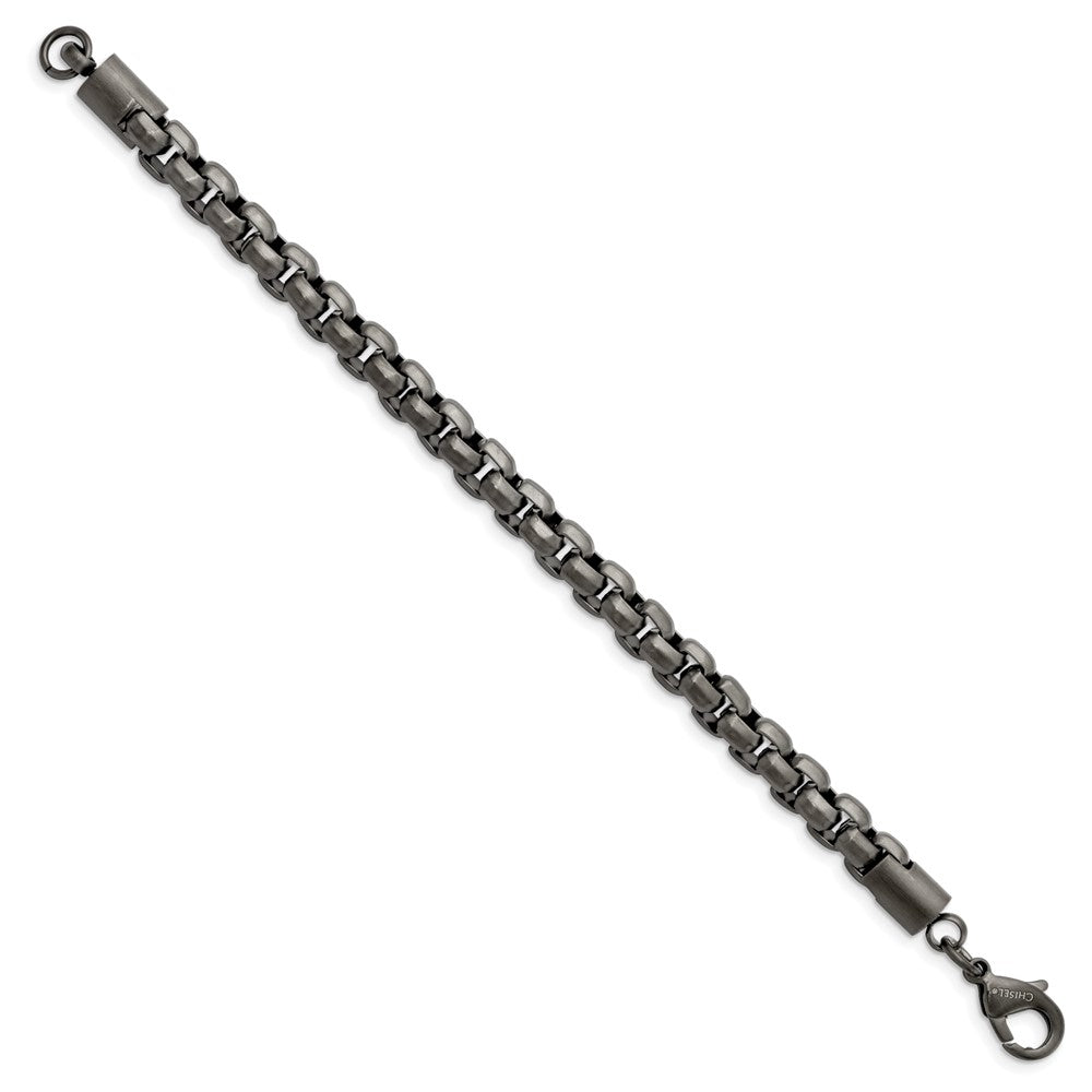 Chisel Stainless Steel Polished Gun Metal IP-plated Box Chain Bracelet