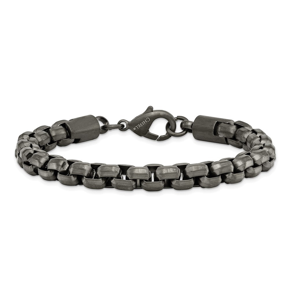 Chisel Stainless Steel Polished Gun Metal IP-plated Box Chain Bracelet