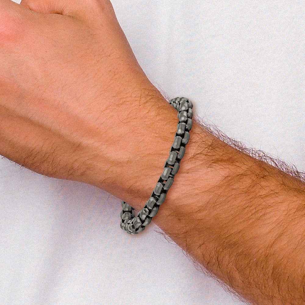 Chisel Stainless Steel Polished Gun Metal IP-plated Box Chain Bracelet
