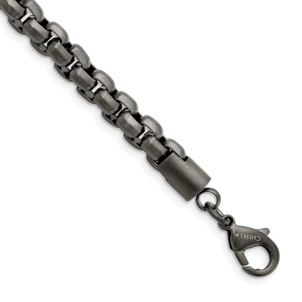 Chisel Stainless Steel Polished Gun Metal IP-plated Box Chain Bracelet