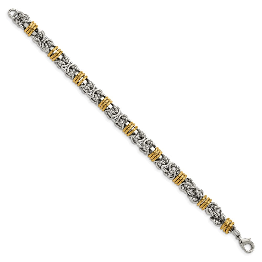 Chisel Stainless Steel Polished Yellow IP-plated Byzantine Bracelet