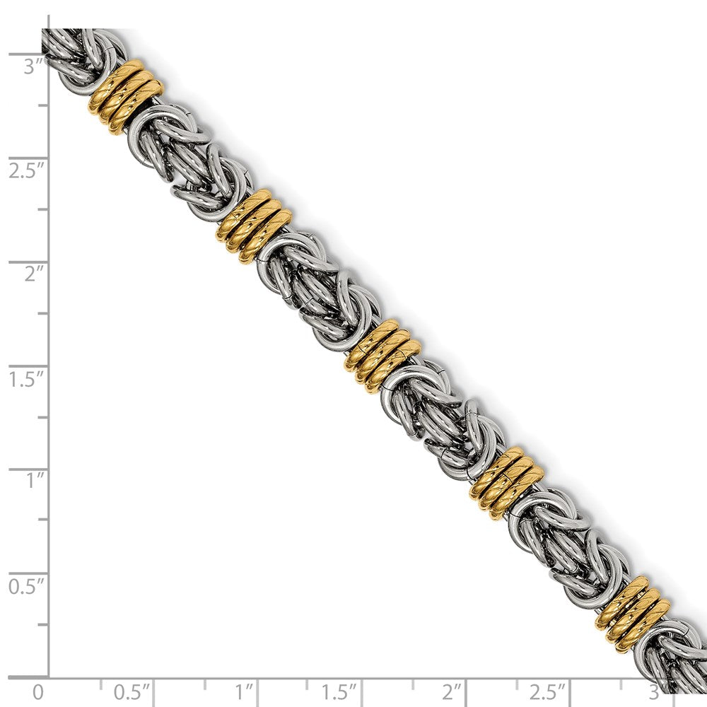 Chisel Stainless Steel Polished Yellow IP-plated Byzantine Bracelet
