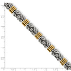 Chisel Stainless Steel Polished Yellow IP-plated Byzantine Bracelet