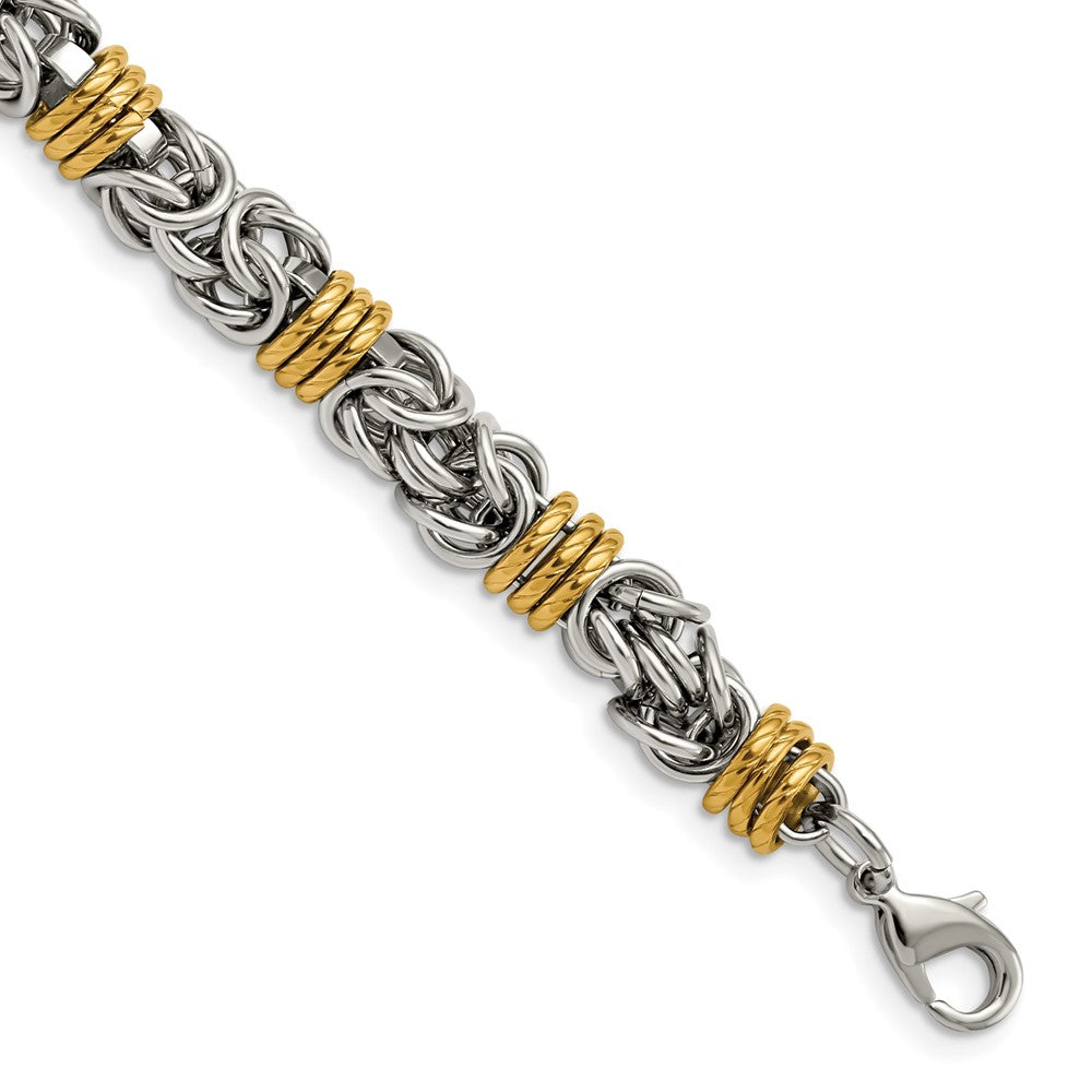 Chisel Stainless Steel Polished Yellow IP-plated Byzantine Bracelet