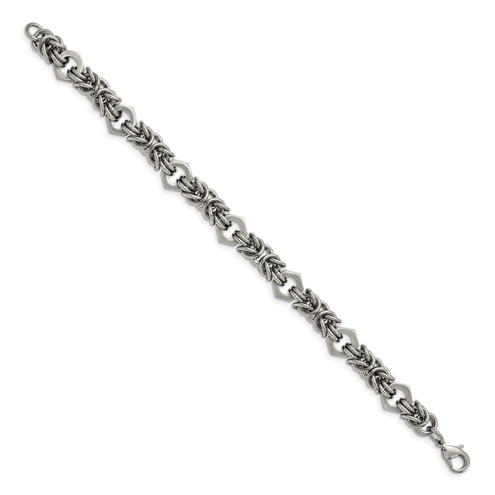 Chisel Stainless Steel Brushed and Polished Fancy Byzantine Bracelet