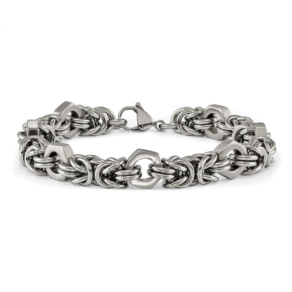 Chisel Stainless Steel Brushed and Polished Fancy Byzantine Bracelet