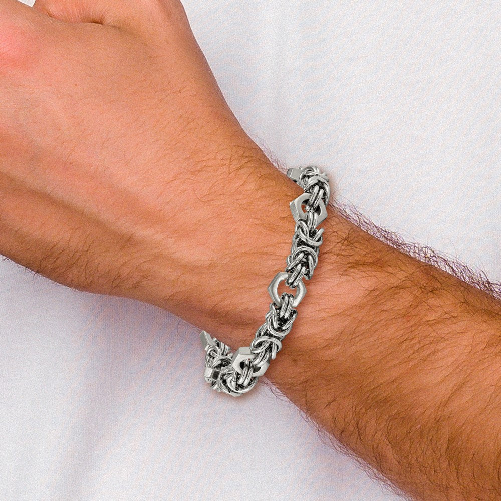 Chisel Stainless Steel Brushed and Polished Fancy Byzantine Bracelet