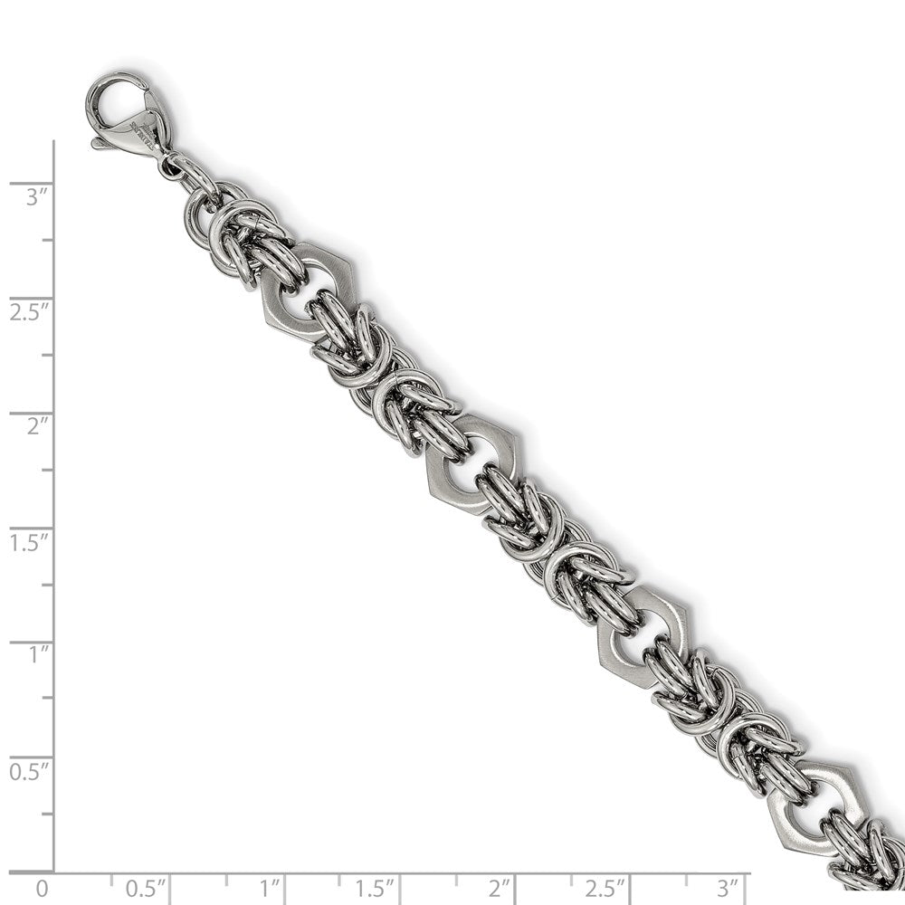 Chisel Stainless Steel Brushed and Polished Fancy Byzantine Bracelet