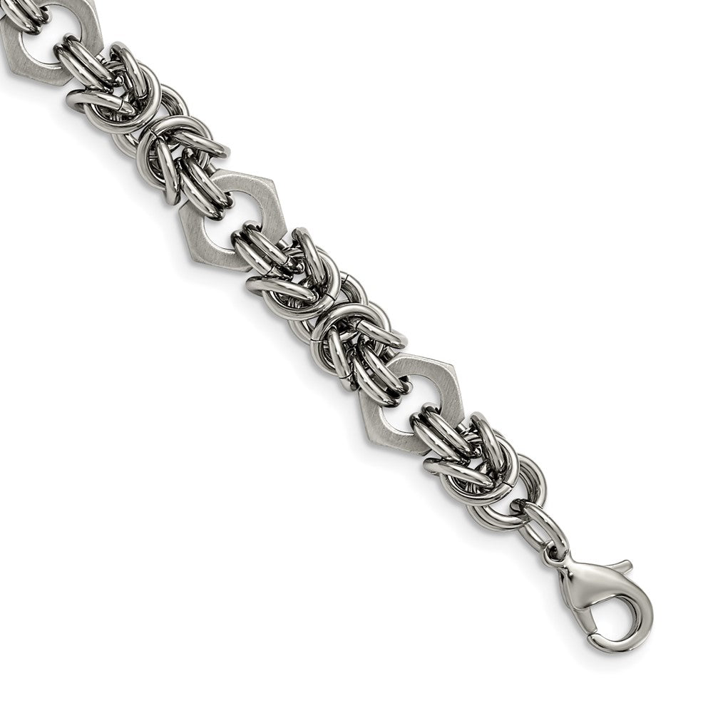 Chisel Stainless Steel Brushed and Polished Fancy Byzantine Bracelet