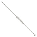 Stainless Steel Polished Honeycomb 7in w/1in ext. Bracelet