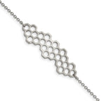 Stainless Steel Polished Honeycomb 7in w/1in ext. Bracelet