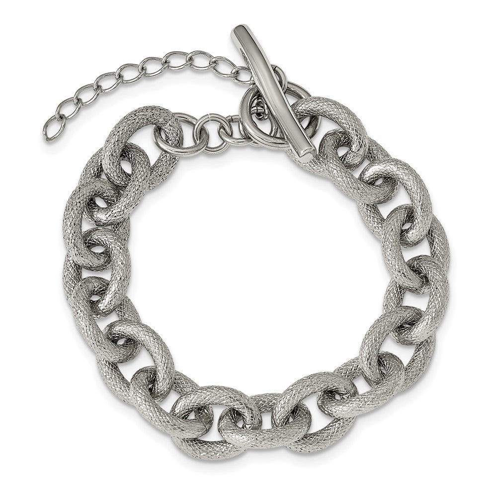 Chisel Stainless Steel Polished and Textured Bracelet