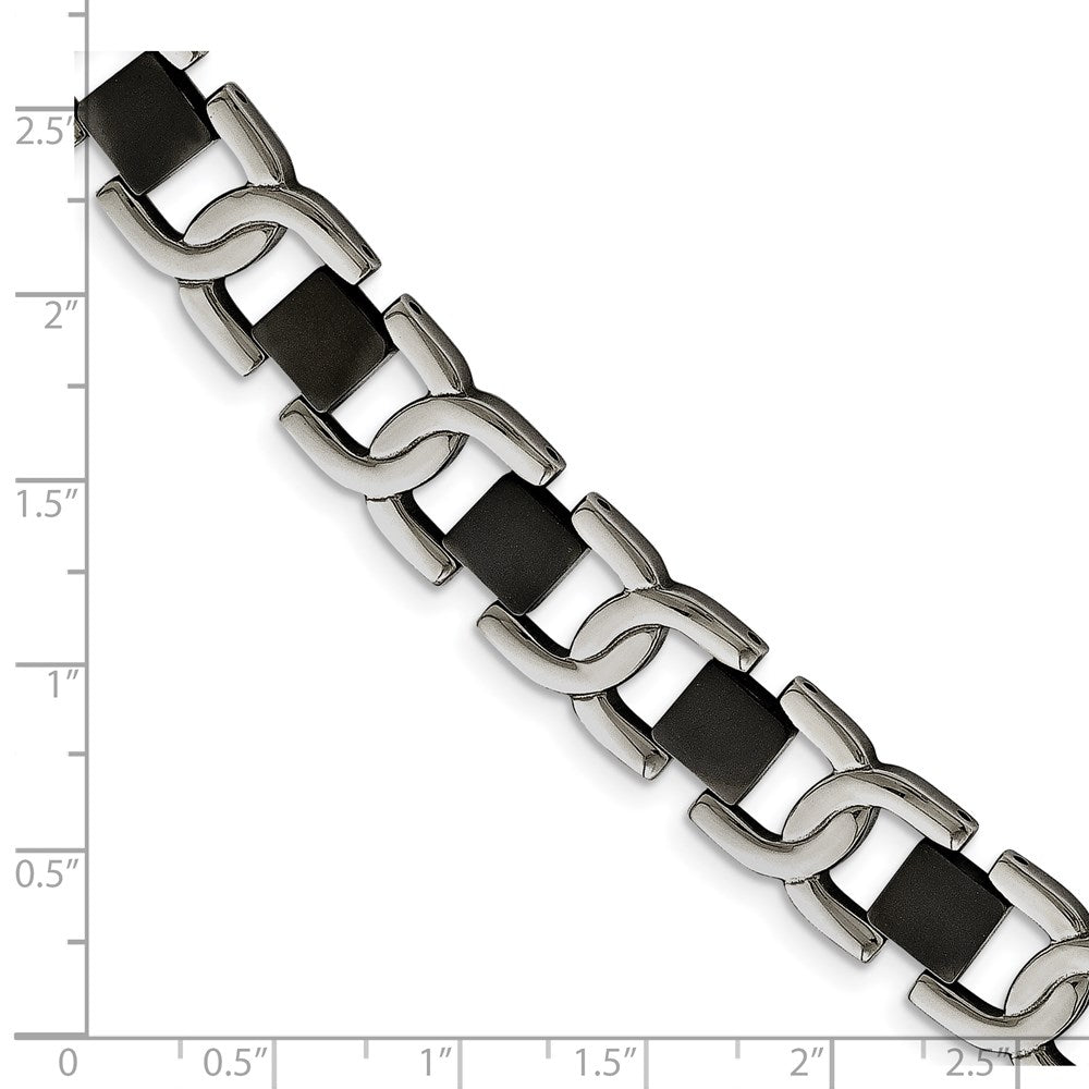 Chisel Stainless Steel Polished Black IP-plated 8 inch Fancy Link Bracelet