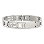 Chisel Stainless Steel Brushed and Polished Cross 8.5 inch Link Bracelet