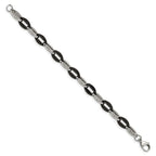 Chisel Stainless Steel Polished Black IP-plated Oval Link Bracelet