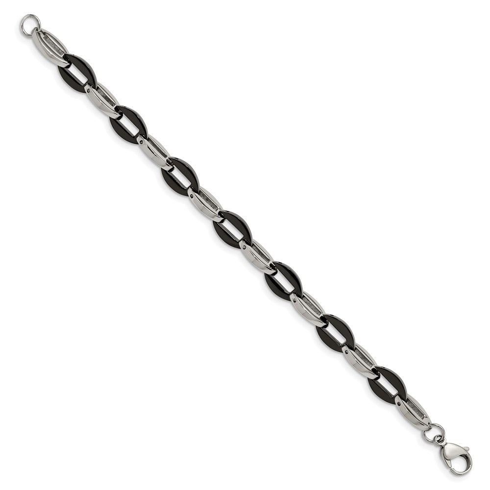 Chisel Stainless Steel Polished Black IP-plated Oval Link Bracelet