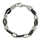 Chisel Stainless Steel Polished Black IP-plated Oval Link Bracelet