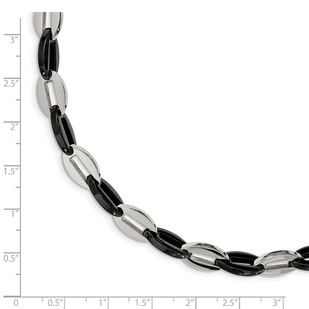 Chisel Stainless Steel Polished Black IP-plated Oval Link Bracelet