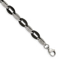 Chisel Stainless Steel Polished Black IP-plated Oval Link Bracelet