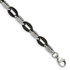 Chisel Stainless Steel Polished Black IP-plated Oval Link Bracelet