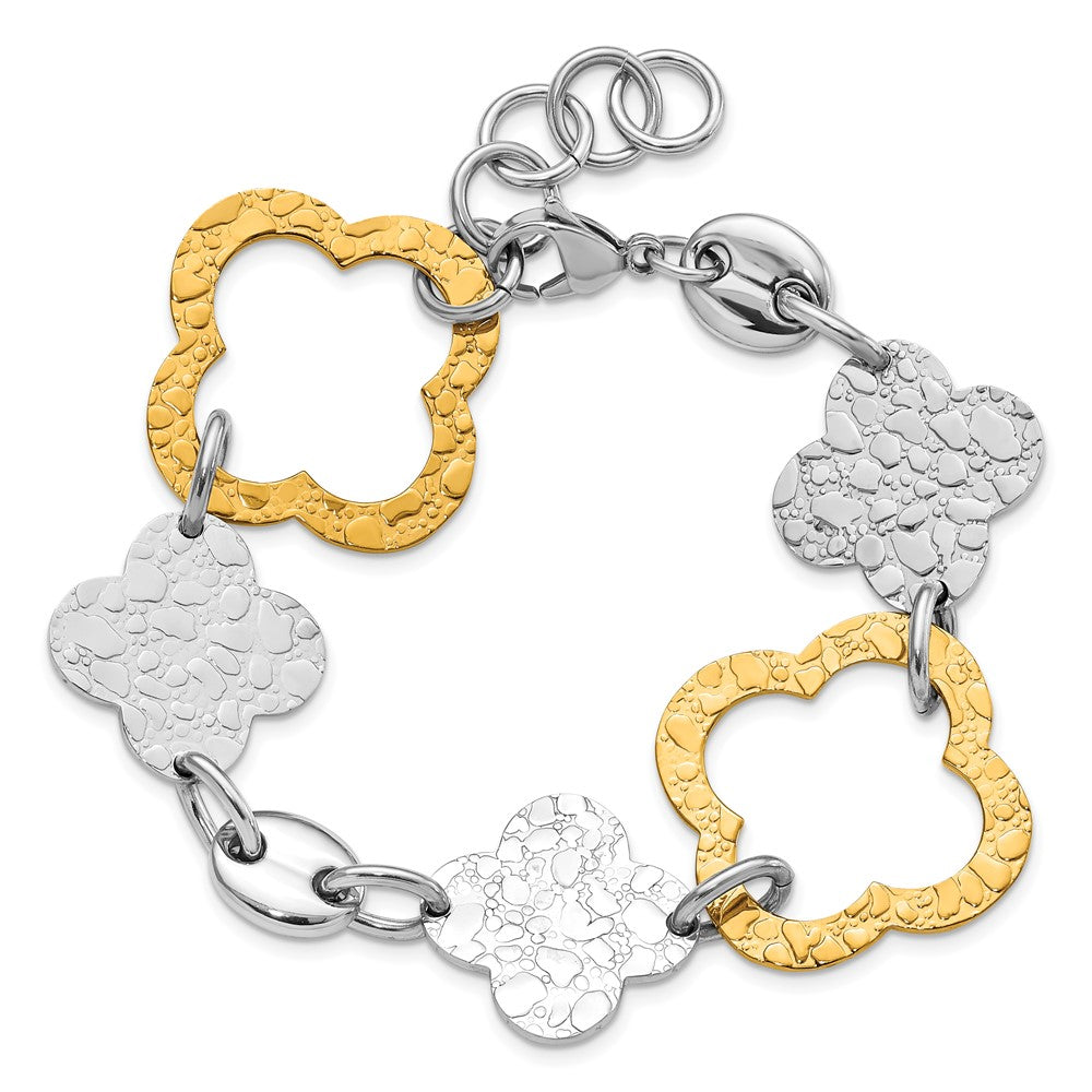 Chisel Stainless Steel Yellow IP-plated Polished & Textured Fancy Link Bracelet