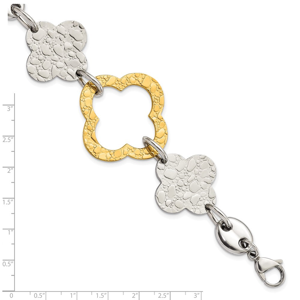 Chisel Stainless Steel Yellow IP-plated Polished & Textured Fancy Link Bracelet