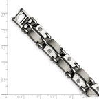 Chisel Stainless Steel Brushed and Polished with Rhodium-plated 14k White Gold and 1/20 carat Diamond 8.5 inch Bracelet